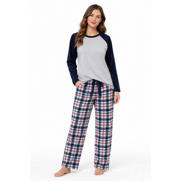 Other - Womens Plaid Pajama Set Top Pants‎ Cozy Loungewear Size M